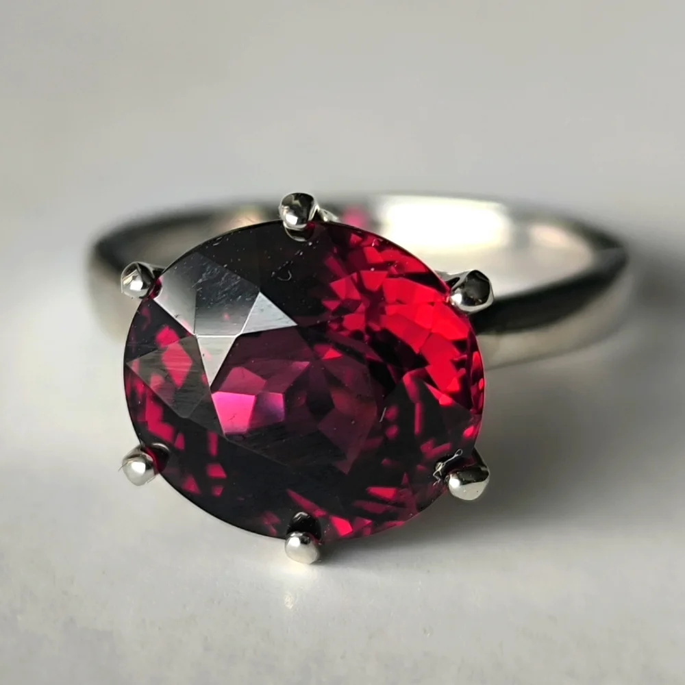Stunning Top-Grade Natural Rhodolite Raspberry Garnet In Sterling Silver Ring - Picture 1 of 10